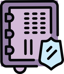 Poster - Financial planning digital safe icon. Outline Financial planning digital safe vector icon for web design isolated on white background color flat