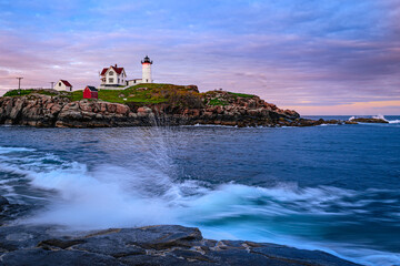 Wall Mural - Lighthouse on the Island. Nubble Lighthouse on the Cape Neddick Nubble of Sohier Park in York, Maine