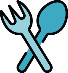 Poster - Cutlery food icon. Outline Cutlery food vector icon for web design isolated on white background color flat