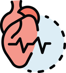 Aufkleber - Heart beating icon. Outline Heart beating vector icon for web design isolated on white background color flat