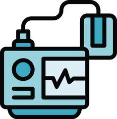 Aufkleber - Cardiac defibrillator icon. Outline Cardiac defibrillator vector icon for web design isolated on white background color flat