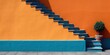 AI Generated. AI Generative. Vintage Mexican wall with stairs. Orange and blue collor. Graphic Art