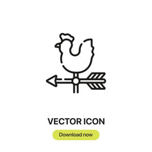 Weather Vane Icon Vector. Linear Style Sign For Mobile Concept And Web Design. Weather Vane Symbol Illustration. Pixel Vector Graphics - Vector.
