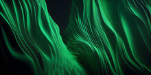 Waves Background Illustration With Dark Green, Olive Drab And Very Dark Green Color. Abstract Organic Green Lines As Wallpaper Background. Green Presentation Background.  AI Generative