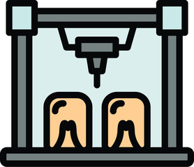 Poster - Teeth bioprinting icon. Outline Teeth bioprinting vector icon for web design isolated on white background color flat