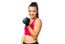 Young Sport Woman Making Weightlifting Smiling A Lot
