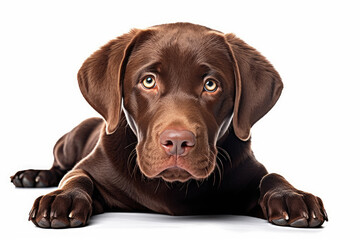 chocolate Labrador Retriever isolated on white background