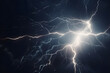 Leinwandbild Motiv Flash of lightning on dark background. Thunderstorm. AI generated