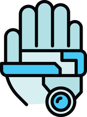 Poster - Exoskeleton hand icon outline vector. Robot suit man, Artificial future color flat