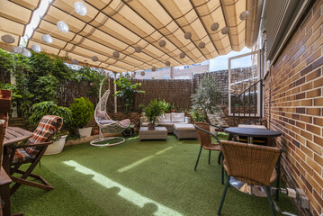 Wall Mural - Terrace of a house with artificial grass floors