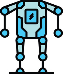 Poster - Charging exoskeleton icon outline vector. Robot suit. Wearable body color flat