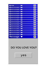 Fototapete - Vector illustration of retro pc element. Old computer aestethic. Nostalgia for 1990s -2000s.  Text: Do you love you?