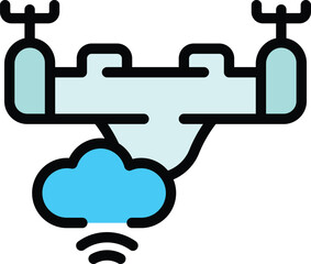 Poster - Wireless drone icon. Outline Wireless drone vector icon for web design isolated on white background color flat