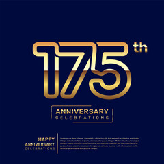 Wall Mural - 175 year anniversary logo design, anniversary celebration logo with double line concept, logo vector template illustration