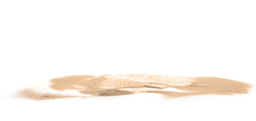 desert sand pile, dune isolated on white, with clipping path, side view