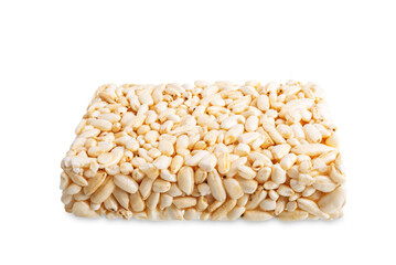 Wall Mural - Puffed rice on a white isolated background. toning