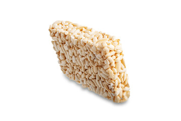 Wall Mural - Puffed rice on a white isolated background. toning