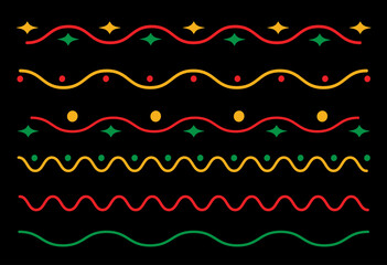 Poster - Black History Month 2024. Set of abstract shape, wavy lines with dots. Vector Flat illustration. Annual celebration in february in USA and Canada, october in UK. EPS 10