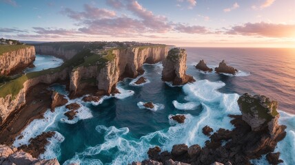 Wall Mural - An Artful Depiction Of A Brilliantly Hued Sunset Over The Ocean