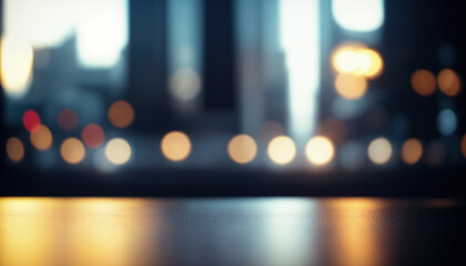 Poster - bokeh background creates a dreamlike atmosphere, with city lights twinkling like stars in the night sky. Copy space and product placement background. Generative AI