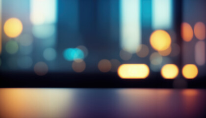 Poster - abstract bokeh background. abstract bokeh background illuminates the scene, capturing the vibrant city lights in a dazzling display. Copy space and product placement background. Generative AI