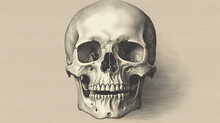 Human Skull Vintage Drawing Engraved Illustration	