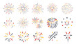 Different Isolated Illustrations Set Of Colorful Flat Firework Icons