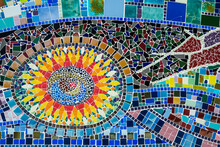 Abstract Colorful Tiles Mosaic Wall For Background
