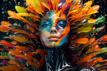 venetian carnival mask woman colorful, fashion, make-up