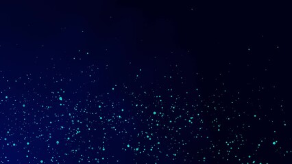 3D abstract digital technology animated blue light particles on black background.
