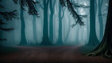 An Illustration Of An Intriguing Forest Scene With A Path Through The Woods