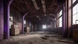 A Composition Of A Dreamily Etherealed Abandoned Building With Purple Columns