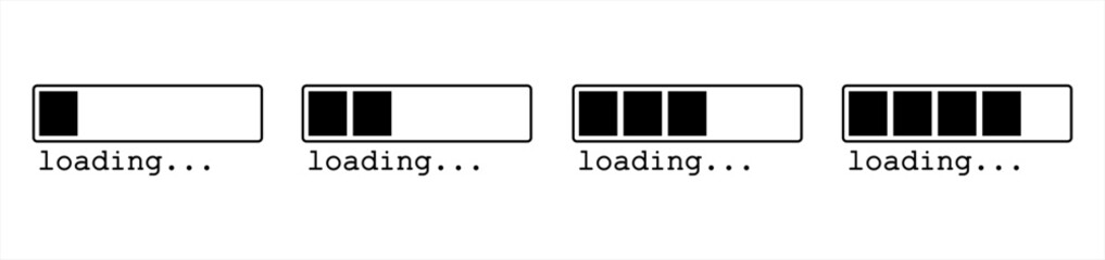 Poster - Loading icon icon set in line style. Progress bar simple black style symbol sign for apps and website, vector illustration.