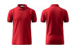 plain red polo shirt mockup design. front and rear view. isolated on transparent background. generative ai