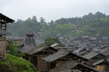 Landscape of Dali Dong village in Rongjiang county, Guizhou, China.