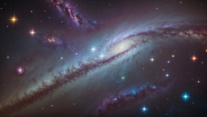 Wall Mural - An Artful Depiction Of A Vivid Galaxy With A Spiral Galaxy