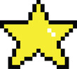 yellow star pixel icon. star 8 bits pixelated style sign. pixel art star yellow symbol. flat style.