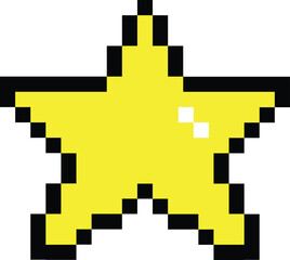 Wall Mural - yellow star pixel icon. star 8 bits pixelated style sign. pixel art star yellow symbol. flat style.