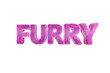 The word Furry very furry written in 3D on a white background
