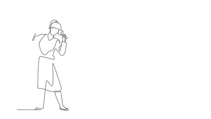 Poster - animated self drawing of continuous one line draw street band player mariachi plays maracas. perform