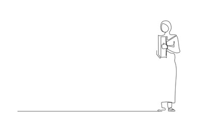 Poster - self drawing animation of single line draw arab musician playing accordion. performer plays acoustic