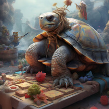 World Turtle Day .Turtle Sitting In Forest AI Generated