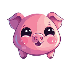 Sticker - Cheerful piglet toy, cute farm mascot friend