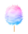 Cotton candy. Realistic pink blue cotton candy on wooden stick. Summer tasty, sweet  fast food. Snack for children in parks. 3d vector realistic illustration isolated on white background.