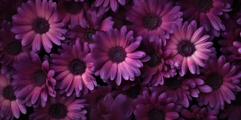 Wall Mural - a bouquet of violet blossoms set against a dark backdrop Generative AI