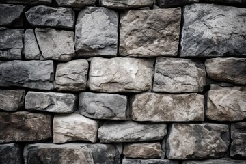 Poster -  a wall made of rocks with a black and white photo of it's sides and the top of the rocks is black and white.  generative ai