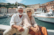 Active senior couple traveling French Riviera ai generated art Generative AI