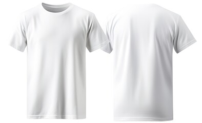 Men's white blank T-shirt, template, from two sides, isolated on white background, generate ai