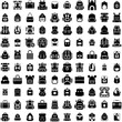 Collection Of 100 Rucksack Icons Set Isolated Solid Silhouette Icons Including Adventure, Hiking, Bag, Rucksack, Backpack, Vector, Travel Infographic Elements Vector Illustration Logo