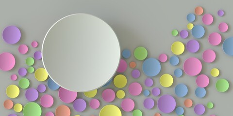Leinwandbilder - pastel background with volumetric multi-colored hemispheres and a place for an inscription